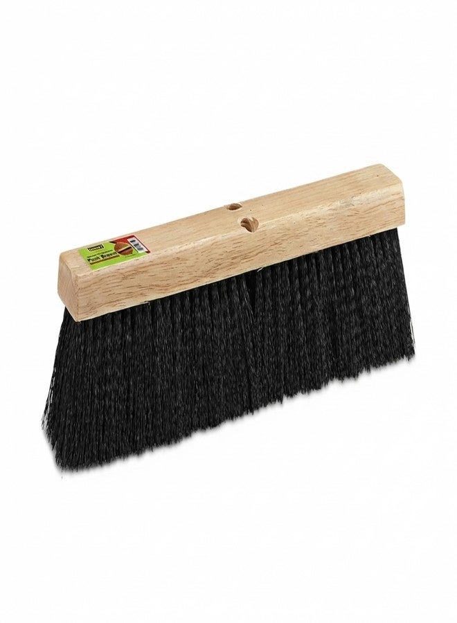 Unvert Black Indoor Push Broom Head – Heavy Duty Hardwood Block – Polypropylene Bristles – Deck Scrub Brush – Two Threaded Handle Holes for Better Assist (12") - Image 1