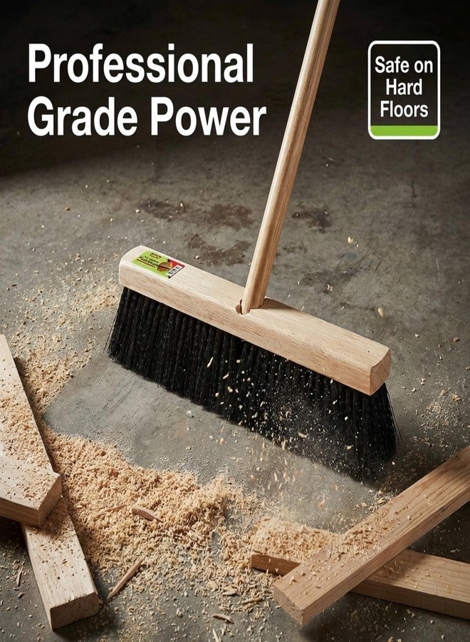 Unvert Black Indoor Push Broom Head – Heavy Duty Hardwood Block – Polypropylene Bristles – Deck Scrub Brush – Two Threaded Handle Holes for Better Assist (12") - Image 5