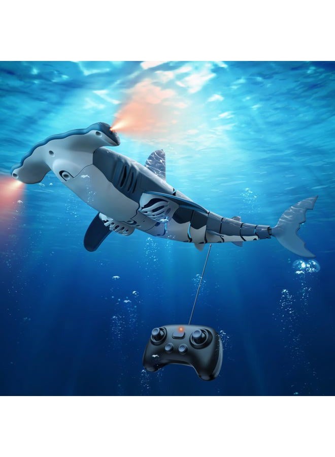 fygurso Remote Control Shark Toys High Simulation, Summer Water Toys for Kids, Ideal Gifts for Boys Ages 6+, Party Fun Games for Pool & Bath (Blue) - Image 1