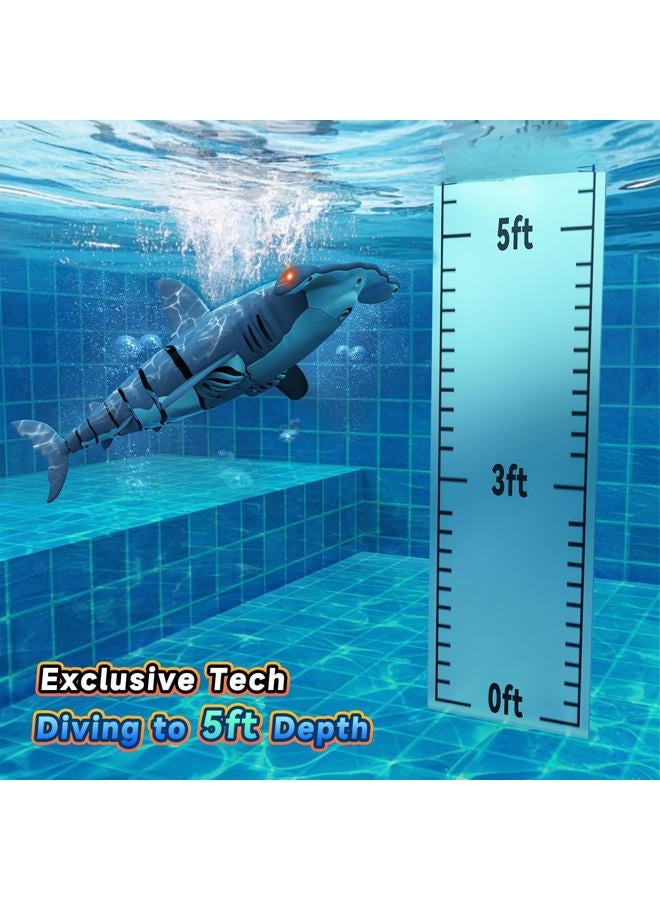 fygurso Remote Control Shark Toys High Simulation, Summer Water Toys for Kids, Ideal Gifts for Boys Ages 6+, Party Fun Games for Pool & Bath (Blue) - Image 2