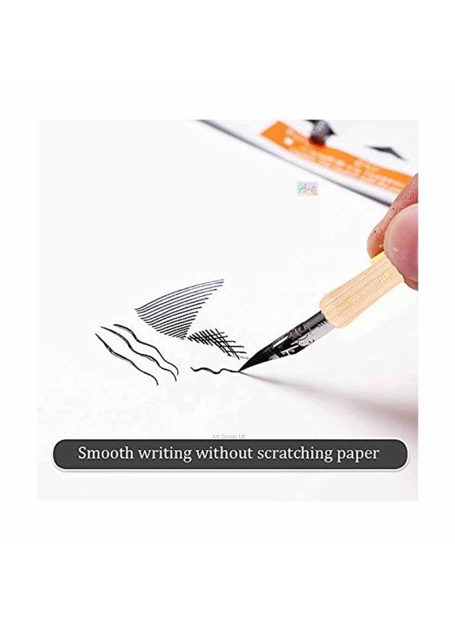 Keep Smiling 8-Piece Calligraphy Dip Pen Set with Wooden Handle & 7 Interchangeable Nibs - For Lettering, Art & Drawing - Image 3