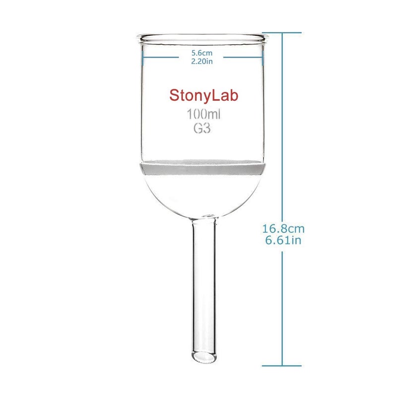 stonylab Borosilicate Glass Buchner Filtering Funnel with Fine Frit(G3), 56mm Inner-Diameter, 60mm Depth (100ml) - Image 3