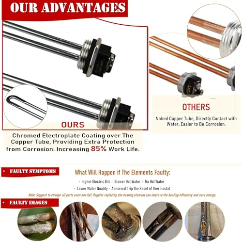 DROMIX Water Heater Elements, 2 PCs Pack 4500W/240V, the Pack Including Element Wrench and Element Quick Change Tool, Fits Most Models of Dual Element Eletrical Water Heaters, 2PC4500W_WRQU_EWH - Image 4