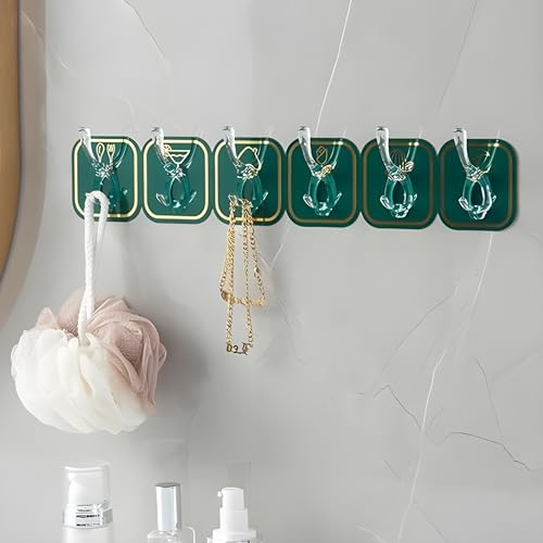 JIALTO Self Adhesive Magic Sticker Wall Hanger, Kitchen Hangers and Hooks, Durable Cloth Hanger Hooks for Wall Without Drilling, Ideal for Home Organization and Kitchen (Green) - Image 3