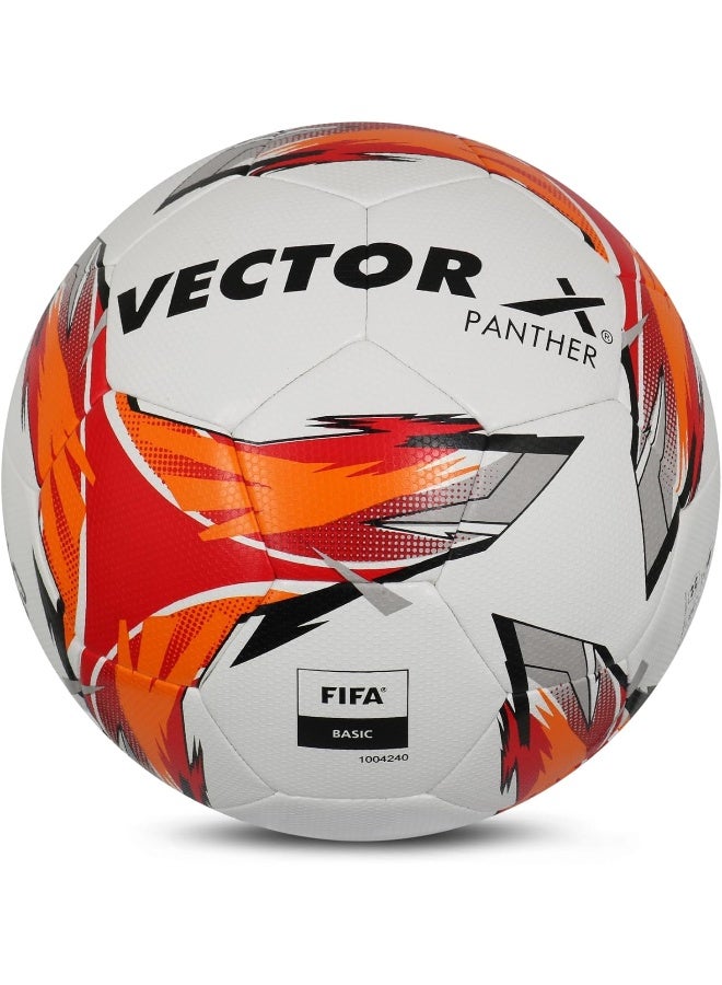 Vector X Panther Thermofusion Football – Size 5, Professional, Training, Match, Outdoor & Indoor Soccer Ball, White-Orange - Image 1