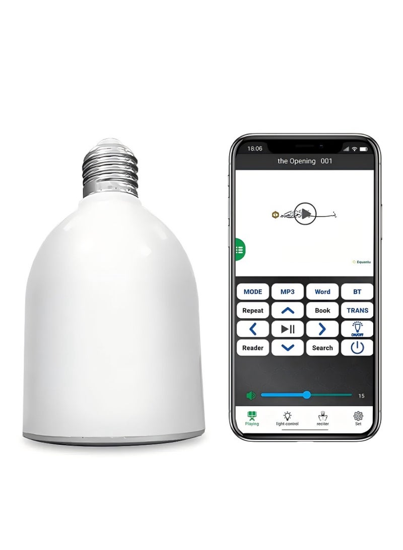 TEXEEM LED Quran Speaker Bulb, 5W HD Speaker with Remote Control, 8GB MP3 Player, White Light, 60W Equivalent, Wireless Bluetooth Islamic Audio Player - Image 4