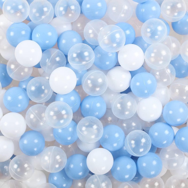 TRENDBOX Ball Pit Balls 100 Macaron Colors Balls for Ball Pit Play Tent Baby Playhouse Pool Birthday Party Decoration DBlue WhiteClear - Image 2