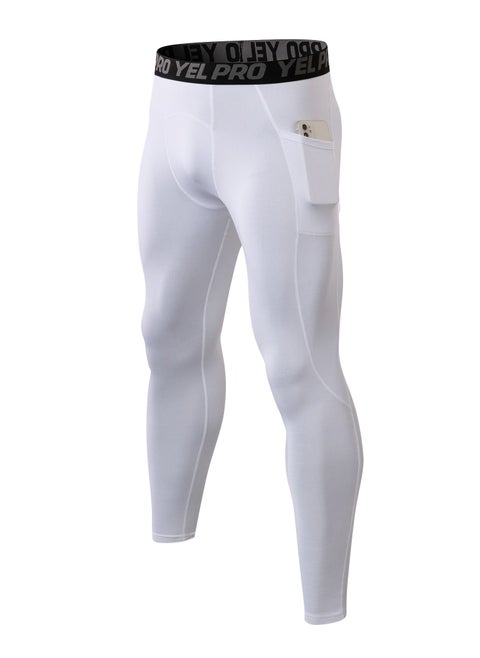 Men Quick Dry Breathable Elastic Running Trousers White