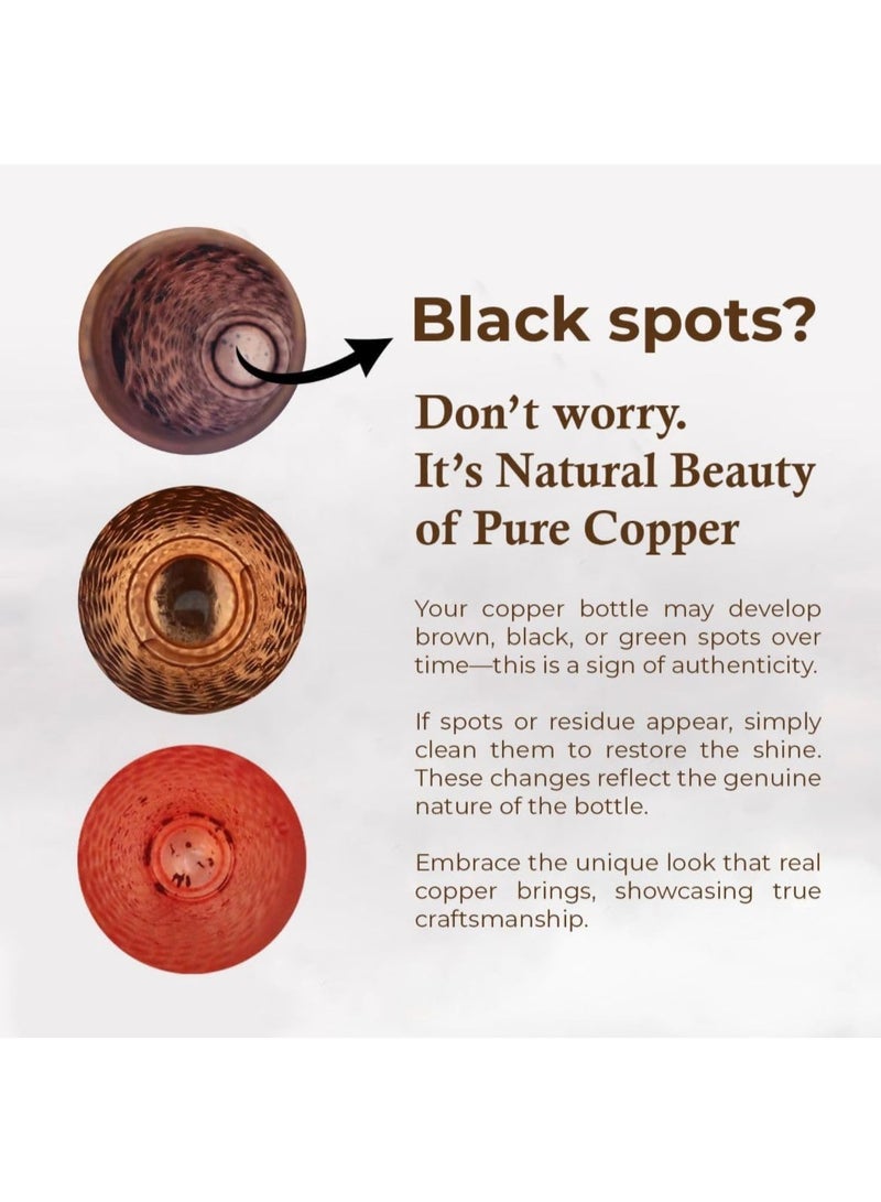 MERCAPE® - 100 % Pure Copper Water Bottle | Premium Quality | Leak Proof, Durable & Rust Proof | Non-Toxic & BPA Free Bottles | Eco Friendly Water Bottle (900 ml) (Pack of 1) - view 4