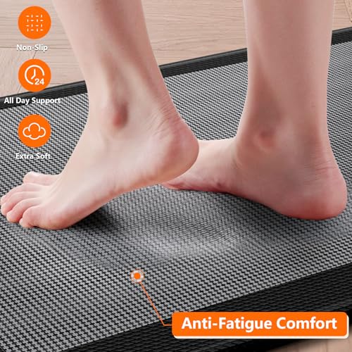 SofterCharm Kitchen Mats, 2PCS Kitchen Rugs for Floor, Cushioned Anti-Fatigue Mats for Kitchen Floor, Non-Slip Standing Desk Mat for Sink, Home, Laundry & Office, 17.3"x30"+17.3"x47" (Black) - Image 4
