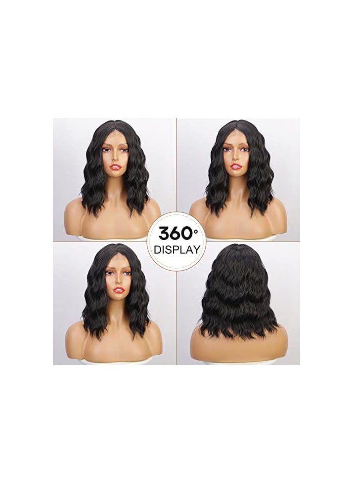 باروكة شعر اسود قصير بخط مربوطة يدويا بطول الكتف للنساء ، باروكة مموجة بقصة بوب بفرق في المنتصف للاستخدام اليومي، 14 بوصة - pzsku/Z0B0D62E33D86264595D5Z/45/_/1721132917/638ece3f-a50c-44ab-b5e1-210d44094917