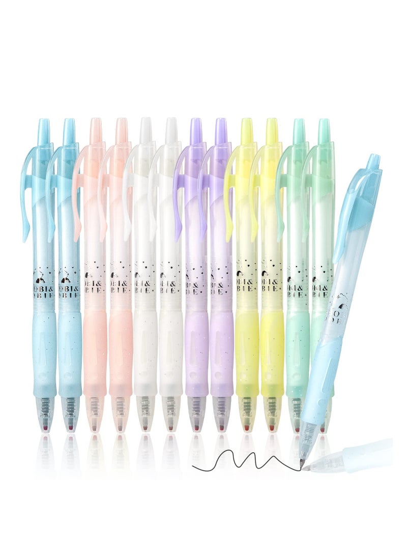 SYOSI Gel Ink Pens, 12Pcs Black Ink Pens Fine Point Smooth Writing Pen 0.5mm Retractable, Best Aesthetic Cute Pens for Journaling Note Taking Sketching No Bleed & Smear - Image 1