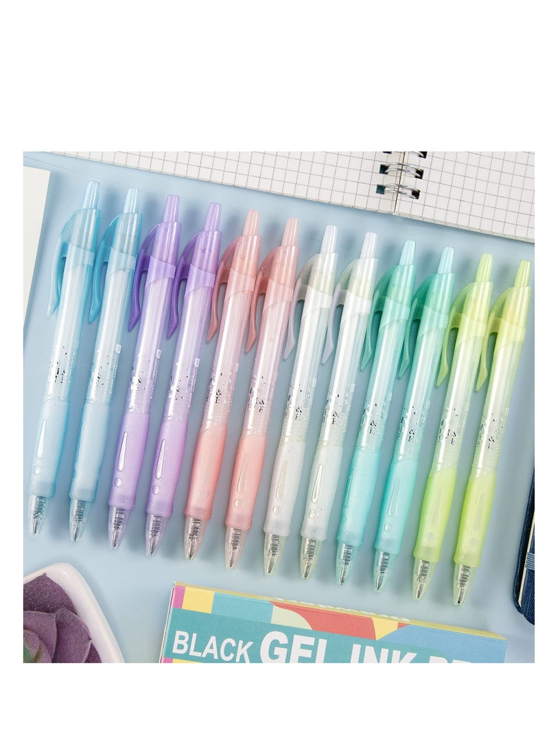 SYOSI Gel Ink Pens, 12Pcs Black Ink Pens Fine Point Smooth Writing Pen 0.5mm Retractable, Best Aesthetic Cute Pens for Journaling Note Taking Sketching No Bleed & Smear - Image 2