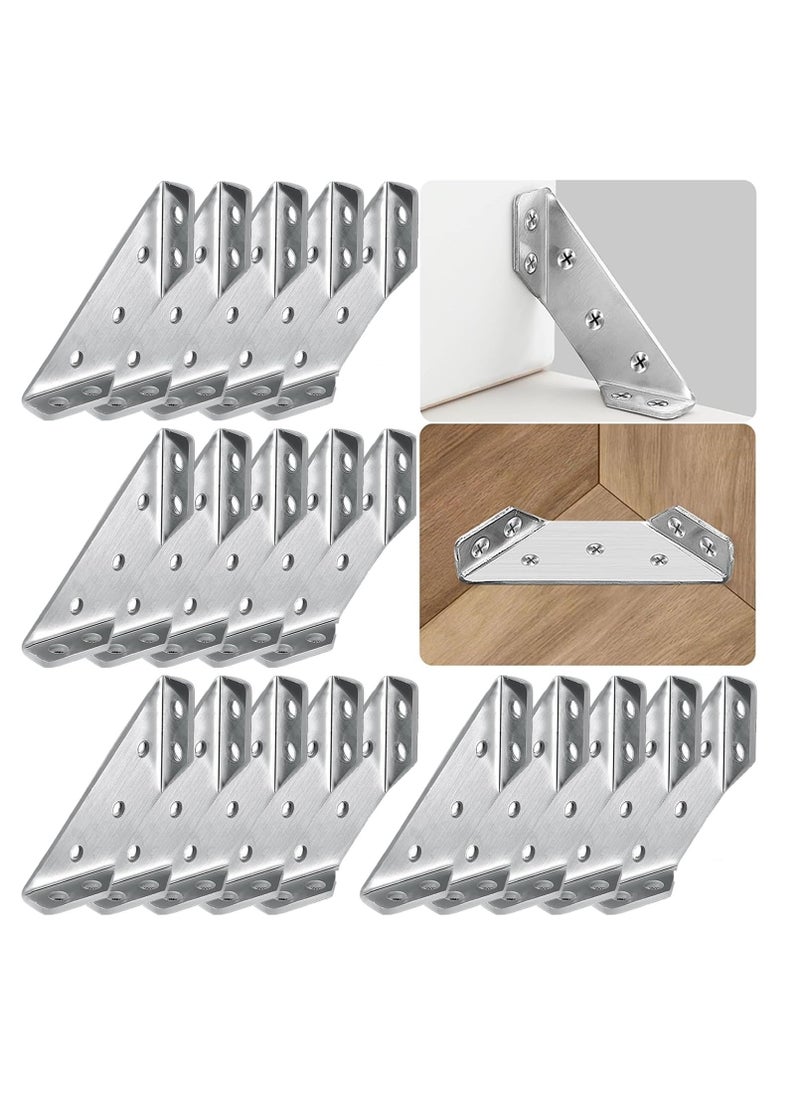 Generic 20Pcs Universal Stainless Steel Furniture Corner Connector, Trapeziform Brackets, Corner Braces, Corner Bracket for Wood, Shelf Supports, Shelving Brackets Heavy Duty  - Image 1