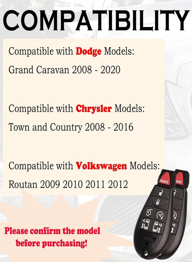 SUPALAND Keyless Entry Remote Control Key Fob FOBIK Replacement Fits for Dodge Grand Caravan 2008-2020 Chrysler Town Country Volkswagen Routan IYZ-C01C M3N5WY783X 56046709 - Image 2
