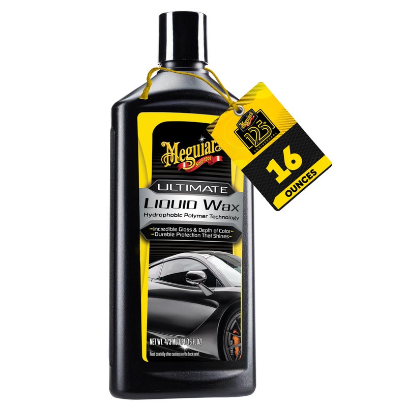 Meguiar's Ultimate Liquid Wax, Improved Liquid Car Wax Formula for Durable Protection that Shines, Premium Towel and Applicator Pad Car Accessories Included, 16 Oz Bottle - Image 1