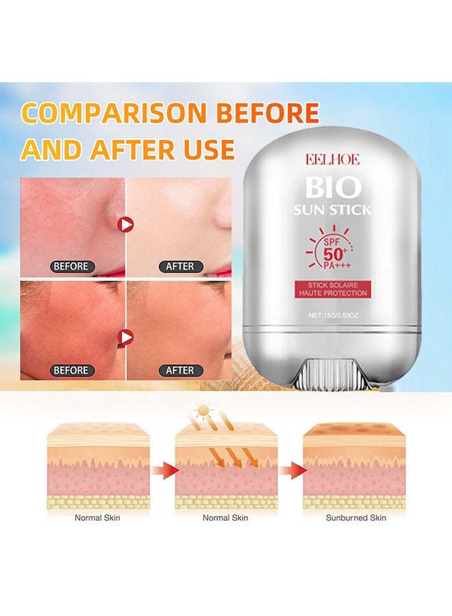EELHOE Bio Sun Stick, SPF 50+ Haute Protection, Outdoor Protection Refreshing, Non-sticky, Moisturizing and Repairing Skin Redness and Dullness, Hyaluronic Acid Watery Sun Stick - Image 3