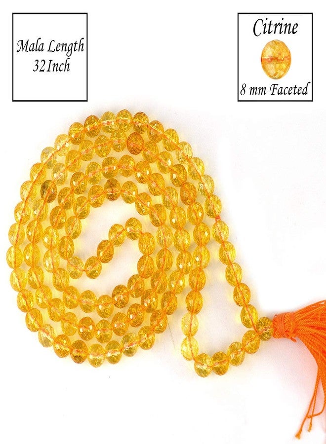 Crystu Certified Citrine 8 mm Stone Mala Crystal Mala 8 mm Faceted 108 Beads Jaap Mala for Reiki Healing and Crystal Healing Stone - Image 4
