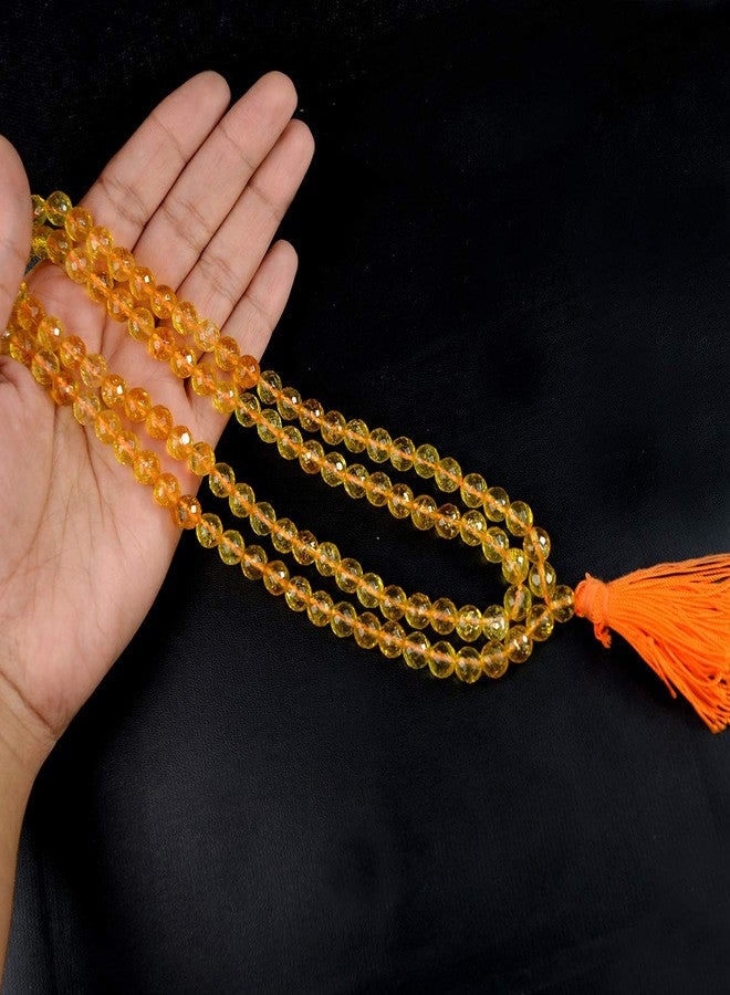 Crystu Certified Citrine 8 mm Stone Mala Crystal Mala 8 mm Faceted 108 Beads Jaap Mala for Reiki Healing and Crystal Healing Stone - Image 2