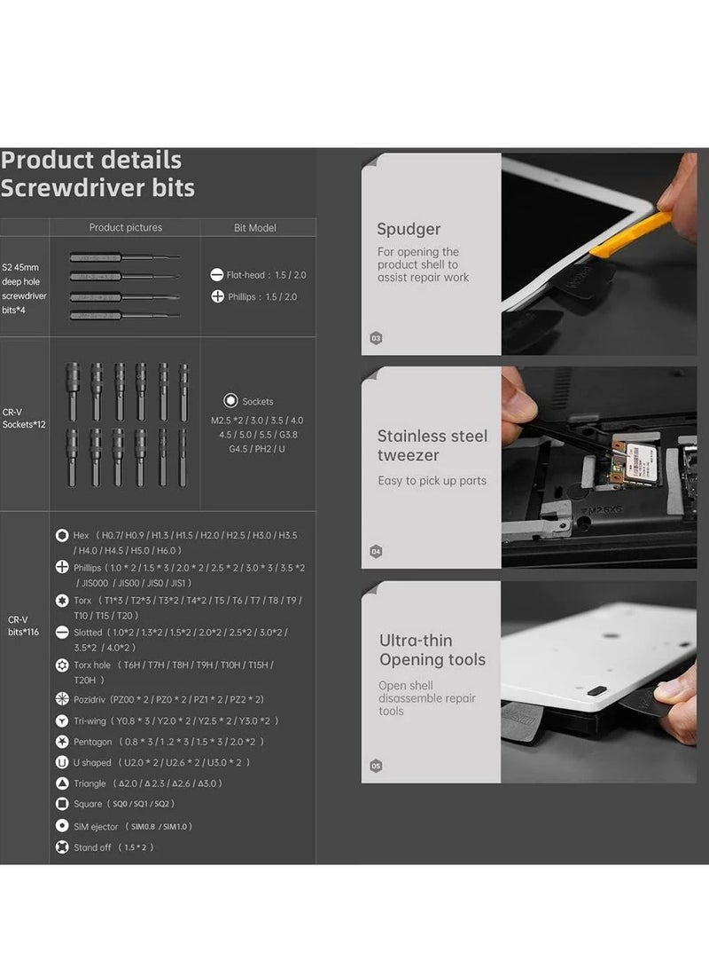 Screwdriver Set Magnetic, 145-in-1 Precision Screwdriver Set Repair Tool kit - Image 4