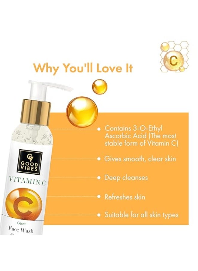 Good Vibes Vitamin C Glow Face Wash, 120 ml Rich in Antioxidants Moisturizing Skin Softening Formula for Healthy Glowing Skin, Helps Reduce Dark Spots & Blemishes For All Skin Types - Image 3