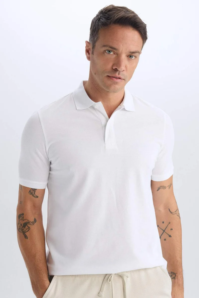 ديفاكتو Regular Fit Basic Pique Polo T-Shirt