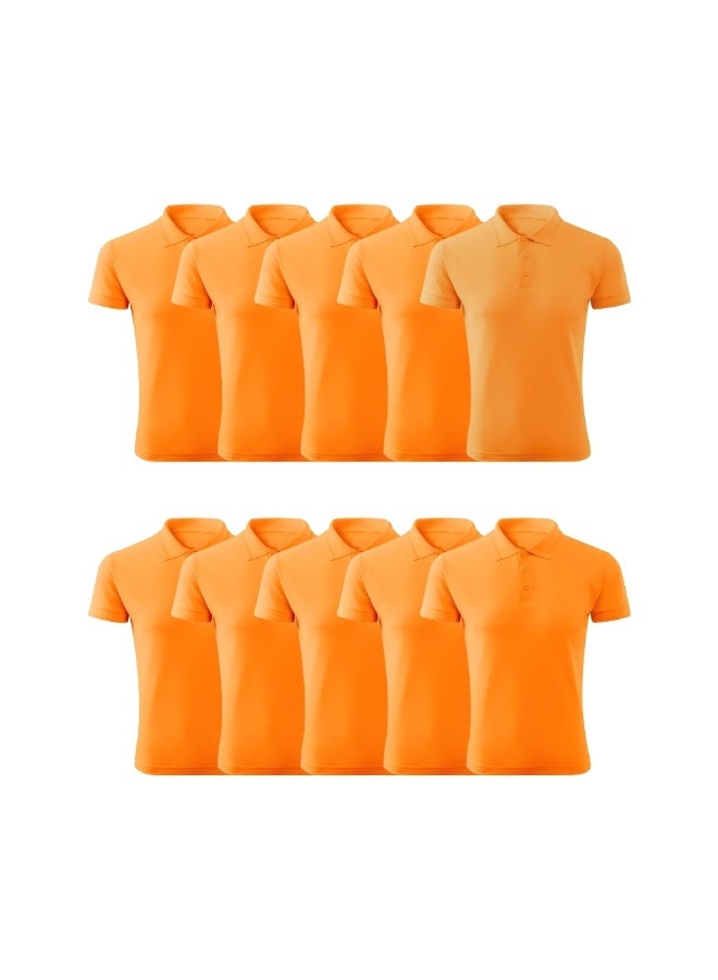 برينت شوب فور مي مجموعة مكونة من 10 قطع من تيشيرت بولو الجولف الرجالي ذو المقاس العادي من القطن الخالص بأكمام قصيرة 220 جرام في المتر المربع الألوان الأساسية - Image 1