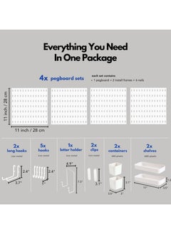 XICEN Pegboard Wall Organizer Kit, 4 Pegboards and 14 Accessories, Modular Hanging for Crafts Organization, Ornaments Display, Desk Pegboard Combination Kit for Office Kitchen Bedroom Living Room, 22" x 22", White  - Image 5