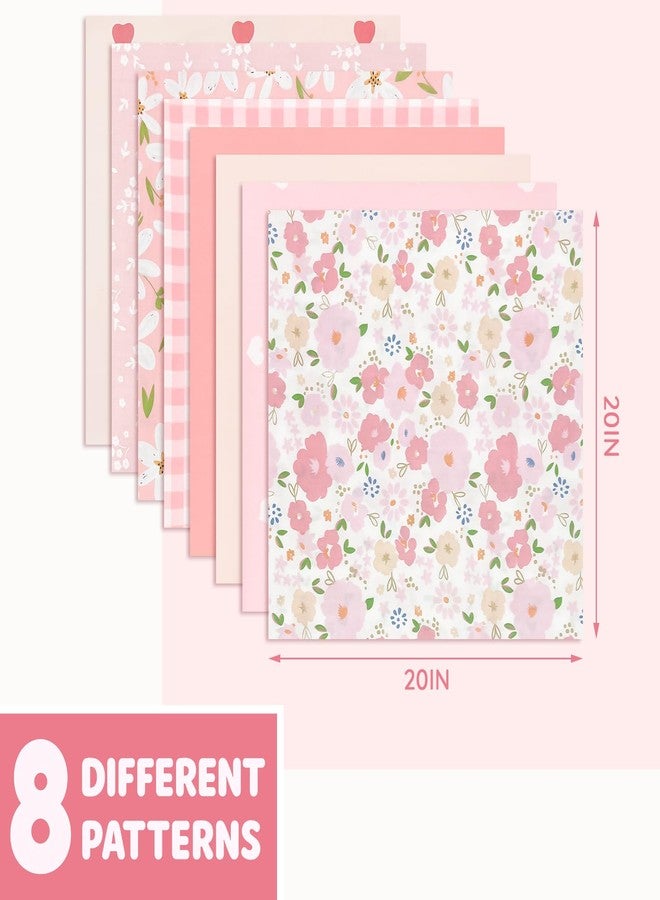 Aubliss 8pcs Fat Quarter Fabric Bundles (100% Cotton - 19.6‘’ x 19.6‘’ / 50cm x 50cm) Quilting Cotton Craft Fabric Pre-Cut Squares Sheets for Patchwork Sewing Quilting Crafting(Sweet Pink) - Image 2