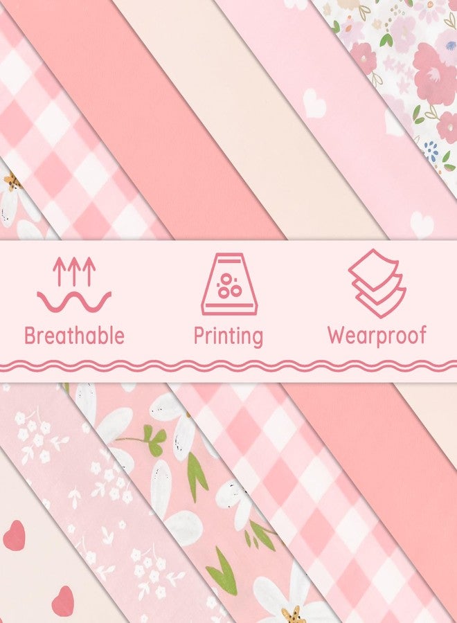 Aubliss 8pcs Fat Quarter Fabric Bundles (100% Cotton - 19.6‘’ x 19.6‘’ / 50cm x 50cm) Quilting Cotton Craft Fabric Pre-Cut Squares Sheets for Patchwork Sewing Quilting Crafting(Sweet Pink) - Image 5
