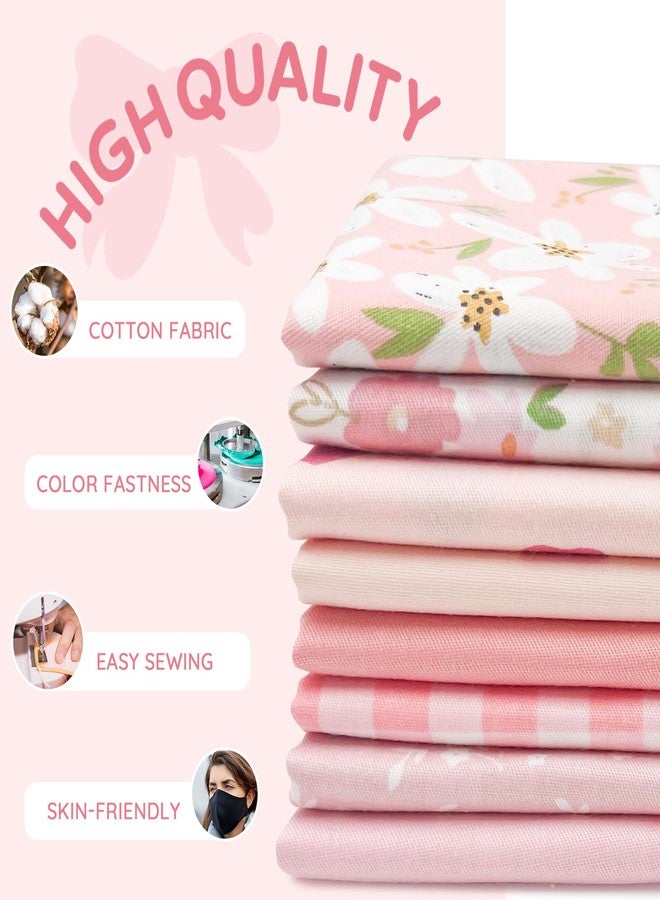 Aubliss 8pcs Fat Quarter Fabric Bundles (100% Cotton - 19.6‘’ x 19.6‘’ / 50cm x 50cm) Quilting Cotton Craft Fabric Pre-Cut Squares Sheets for Patchwork Sewing Quilting Crafting(Sweet Pink) - Image 3