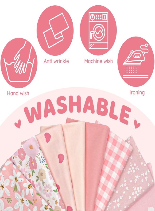 Aubliss 8pcs Fat Quarter Fabric Bundles (100% Cotton - 19.6‘’ x 19.6‘’ / 50cm x 50cm) Quilting Cotton Craft Fabric Pre-Cut Squares Sheets for Patchwork Sewing Quilting Crafting(Sweet Pink) - Image 4