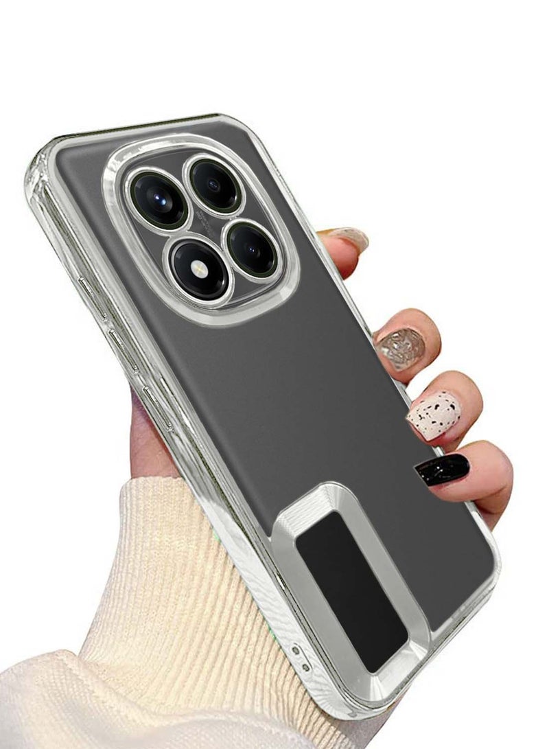 Wtech Xiaomi Redmi Note 14 Pro 5G 2024 PU Luxury Plating Raised Lips Camera Hole Case Cover - Clear/Silver - Image 4