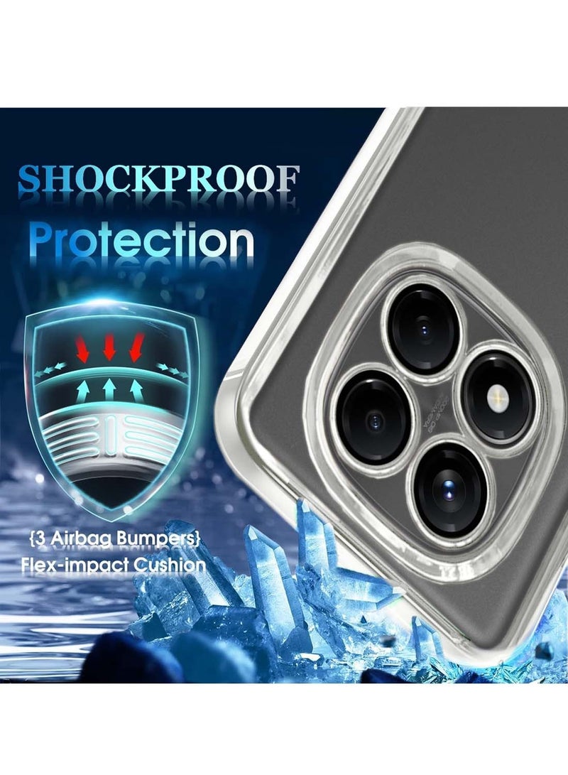 Wtech Xiaomi Redmi Note 14 Pro 5G 2024 PU Luxury Plating Raised Lips Camera Hole Case Cover - Clear/Silver - Image 2