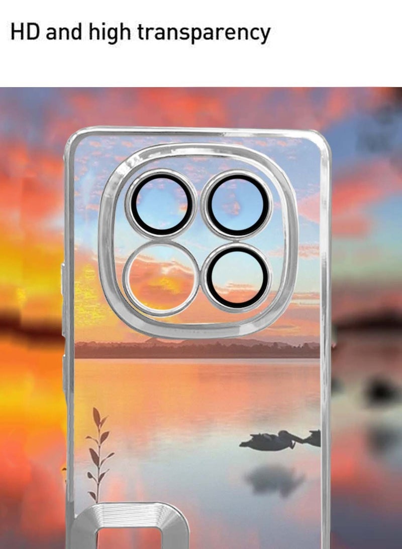 Wtech Xiaomi Redmi Note 14 Pro 5G 2024 PU Luxury Plating Raised Lips Camera Hole Case Cover - Clear/Silver - Image 5