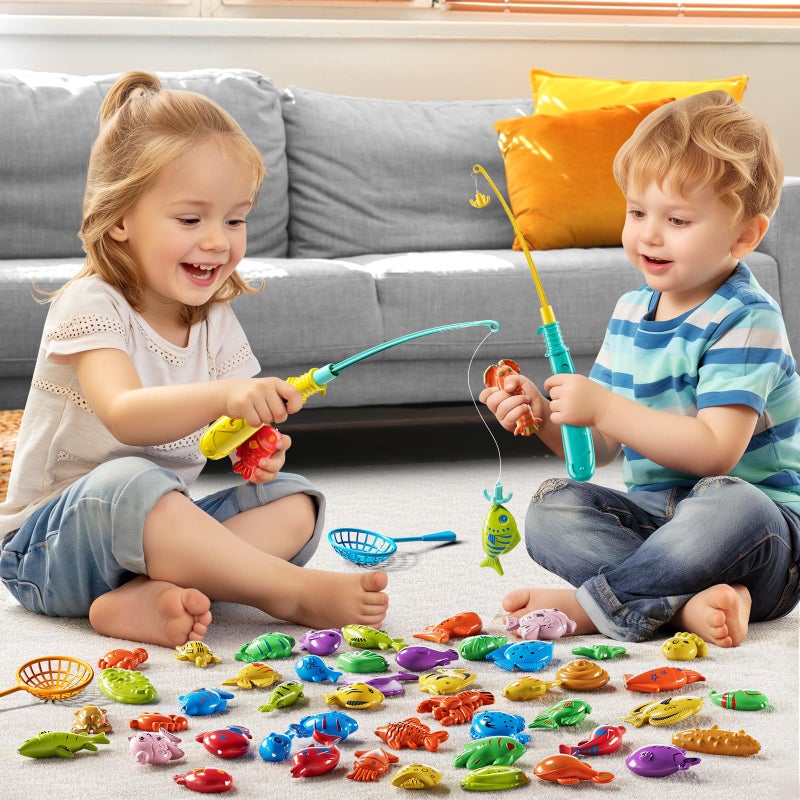 JUKUDAHU Magnet Fishing Game for Kids 3 4 5 6 7 8 Years Old - Pool Bath Toys for Toddlers, Pole Rod Net, Floating Fish Toys, Outdoor Party Toys for Boys Girls Kids Age 3-8 8-12 Year Old - Image 4