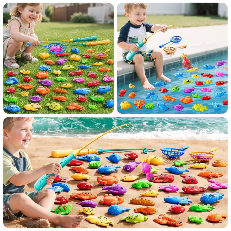 JUKUDAHU Magnet Fishing Game for Kids 3 4 5 6 7 8 Years Old - Pool Bath Toys for Toddlers, Pole Rod Net, Floating Fish Toys, Outdoor Party Toys for Boys Girls Kids Age 3-8 8-12 Year Old - Image 5