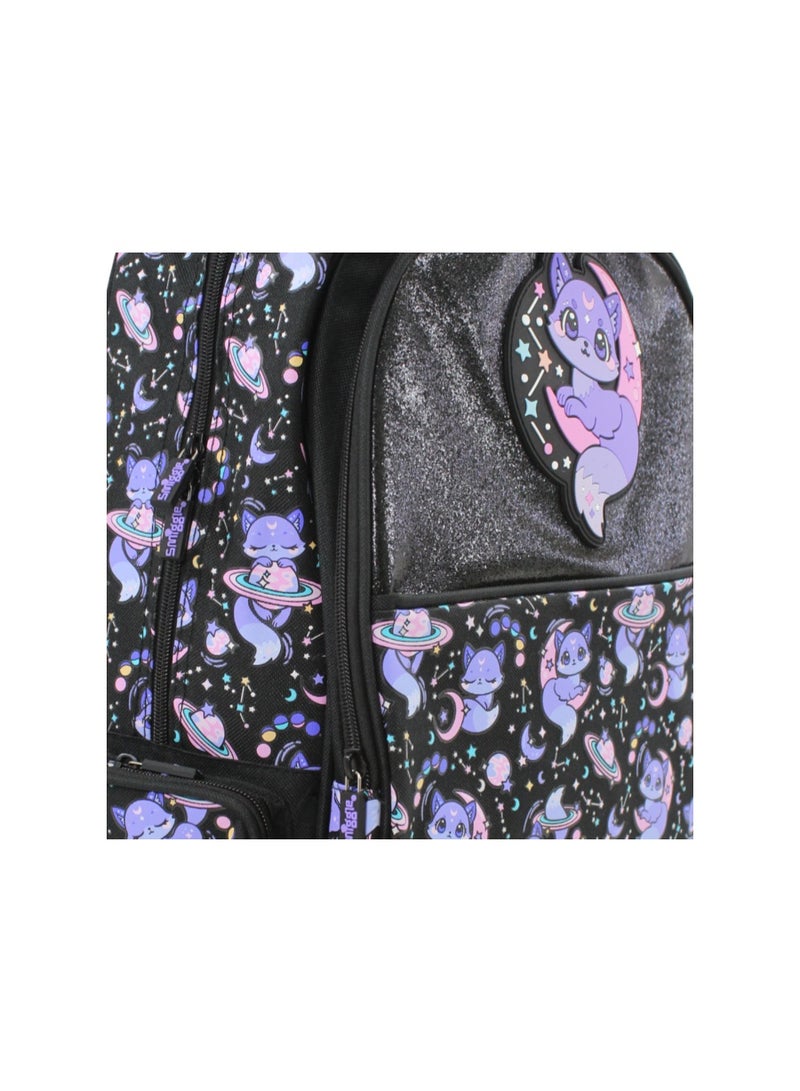 سميجل حقيبة بعجلات من Smiggle بتصميم "قطة في الفضاء" – مقاس 18 بوصة – لون أسود - Image 3