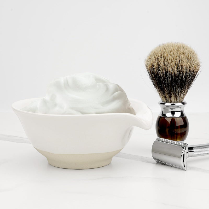 Linkidea Ceramic Shaving Bowl, Shaving Soap Lather Mug Cup for Men, Wide Mouth Barber Beard Wet Razor Shave Cream Cup - Image 4