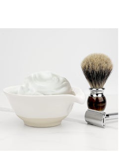 Linkidea Linkidea Ceramic Shaving Bowl, Shaving Soap Lather Mug Cup for Men, Wide Mouth Barber Beard Wet Razor Shave Cream Cup  - Image 2