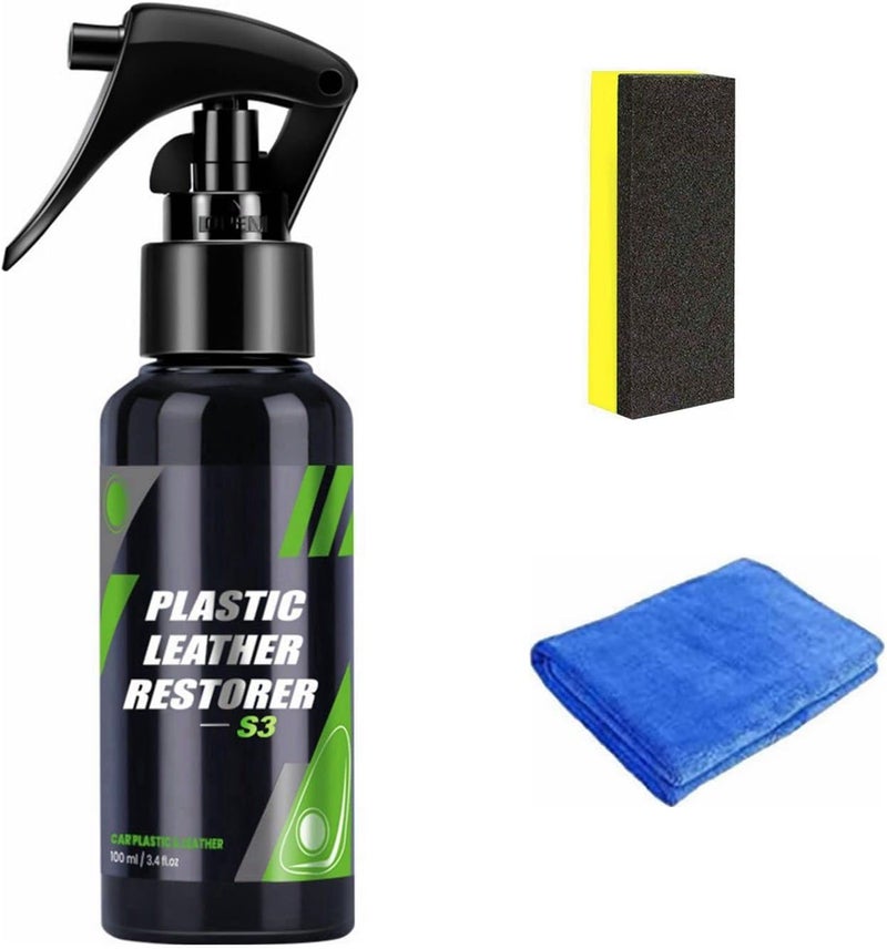 comfrt Plastic & Leather Restorer, Plastic Leather Restorer Spray, 50/100/300ML S3 Plastic and Leather Restorer, Plastic Restorer for Cars, Plastic Parts Refurbish Agent (100ML,1PCS) - Image 1