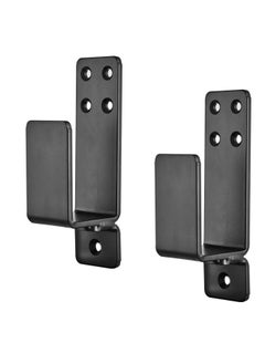 KASTWAVE 2 Pack Door Barricade Brackets, Heavy Duty Door Bar Holder Brackets, Drop Open Bar Holder for Home Security, 2x4 Bar Brackets Prevent Unauthorized Entry, Carbon Steel, Black  - Image 1