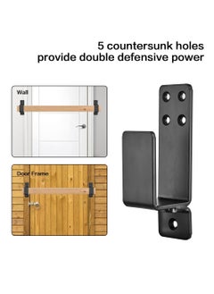 KASTWAVE 2 Pack Door Barricade Brackets, Heavy Duty Door Bar Holder Brackets, Drop Open Bar Holder for Home Security, 2x4 Bar Brackets Prevent Unauthorized Entry, Carbon Steel, Black  - Image 3