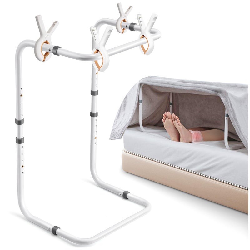 DePango Blanket Lifter for Feet Adjustable Height Blanket Lifters for Foot of Bed Aluminum Alloy Blanket Lifter for Foot Toes Leg Knee Ankle Post Surgery Recovery 4 Clips Included