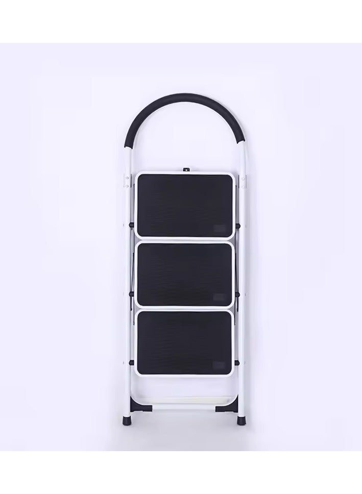 AGD Three-Step Folding Home Ladder Suitable for Indoor, Kitchen, Living Room, Portable Step Ladder (White and Black) - Image 3