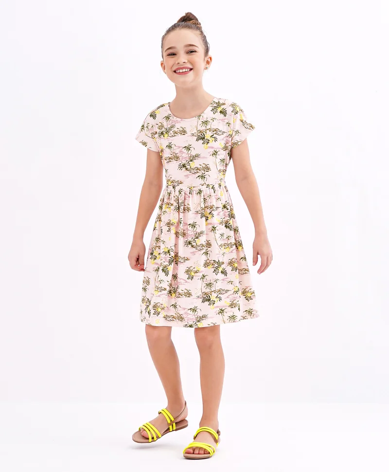 Primo Gino Primo Gino All Over Leaf Print Dress - Pink