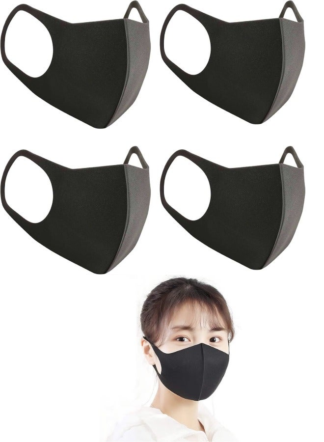 Eleish Reusable Mask – Black Reusable Mask Breathable Cloth Face Protection Adjustable Washable Male and Women Fashion Face Protection Cover , 4 pcs  - Image 1