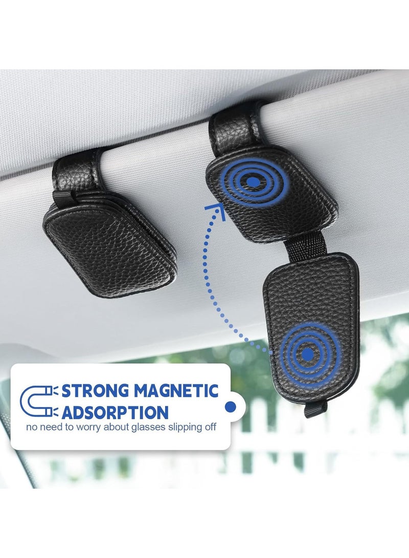 عام طقم مشبكين (2 قطع) لحفظ النظارات الشمسية في السيارة، متوافق مع حزام جلدي مغناطيسي لحاجب الشمس، يعمل كحفظ وتزيين في آنٍ واحد. - Image 3