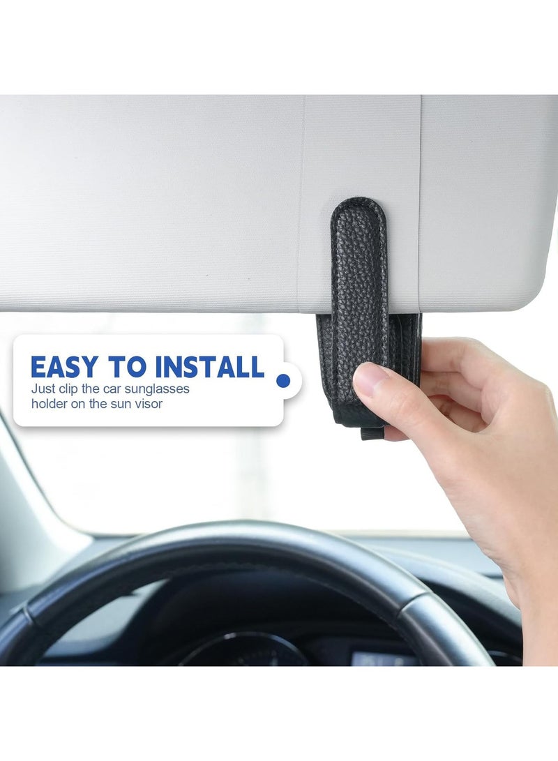 عام طقم مشبكين (2 قطع) لحفظ النظارات الشمسية في السيارة، متوافق مع حزام جلدي مغناطيسي لحاجب الشمس، يعمل كحفظ وتزيين في آنٍ واحد. - Image 2