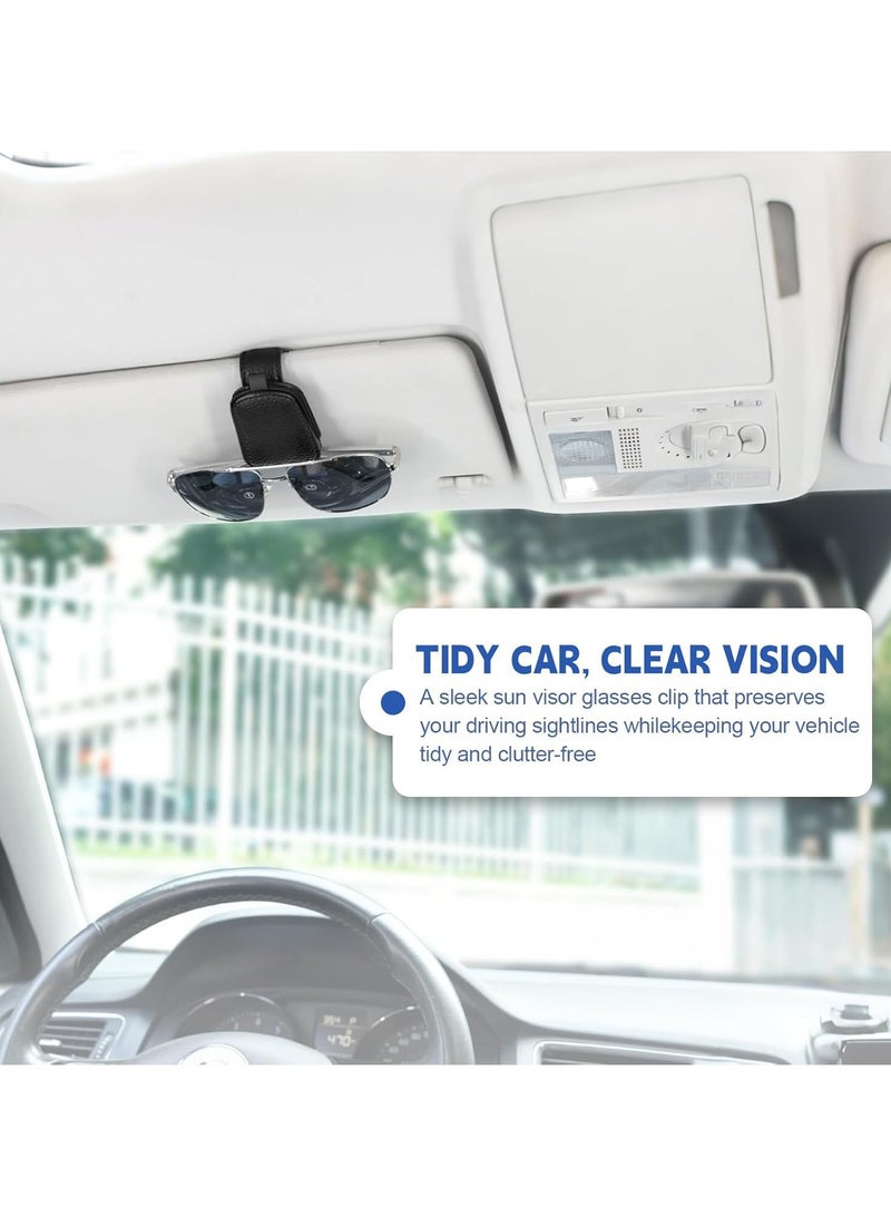 عام طقم مشبكين (2 قطع) لحفظ النظارات الشمسية في السيارة، متوافق مع حزام جلدي مغناطيسي لحاجب الشمس، يعمل كحفظ وتزيين في آنٍ واحد. - Image 5